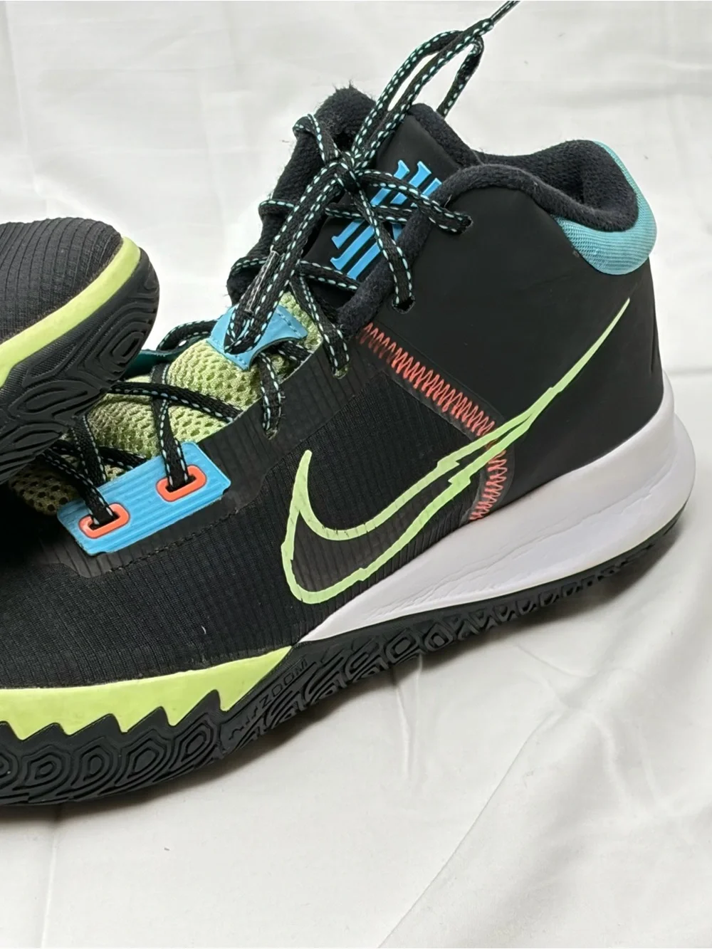 Nike Kids Black and Volt Basketball Sneakers with Blue Accents